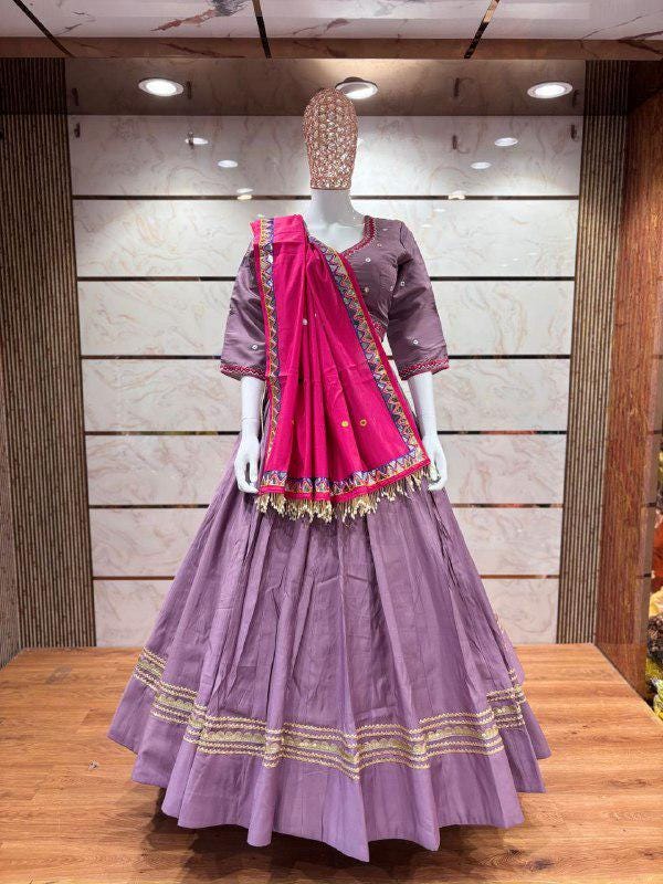 Designer Full Sleeve Heavy Real Mirror Work Base Chaniya Choli With Heavy Latkan Base