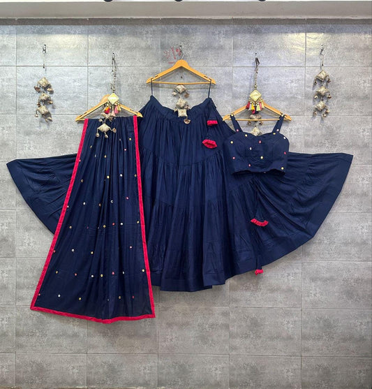 Rayon Cotton Fabric Choli For Navratri Patola Lehenga Festival Outfit Gamthi Work Garba Night