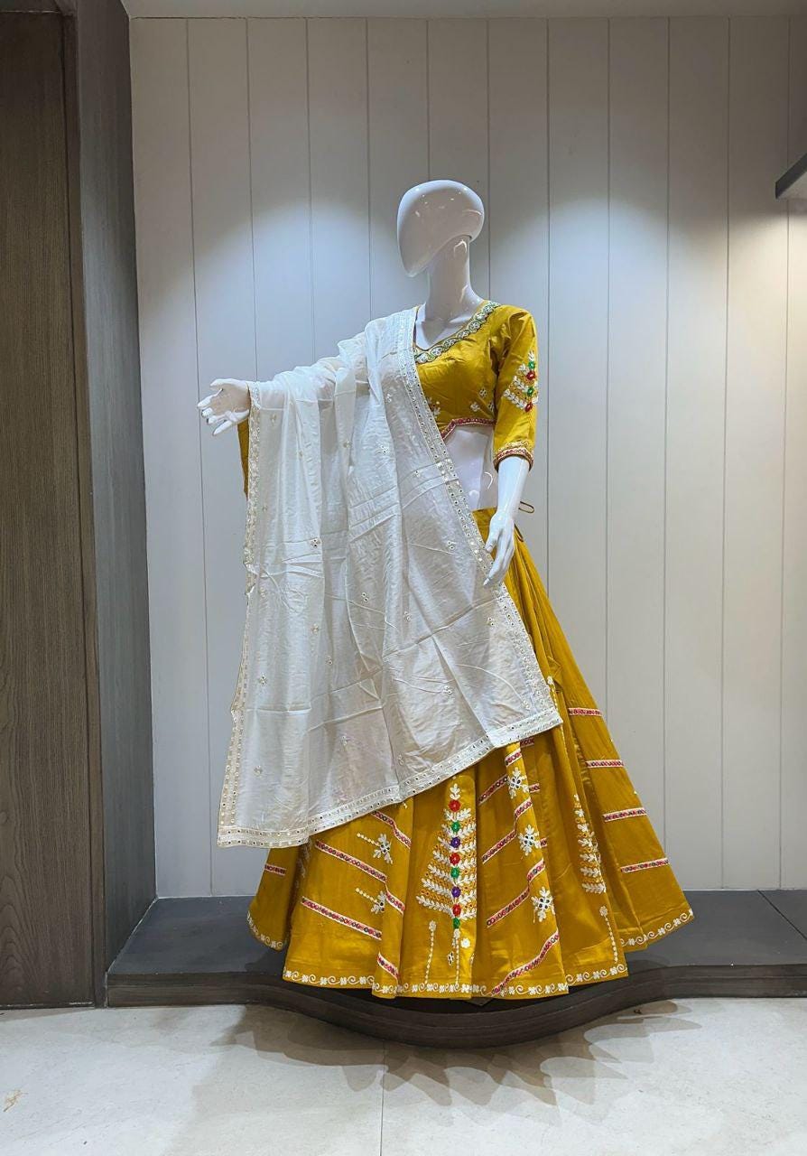 Designer Chaniya Choli for Navratri Patola Lehenga Festival outfit Gamthi Work Garba Night