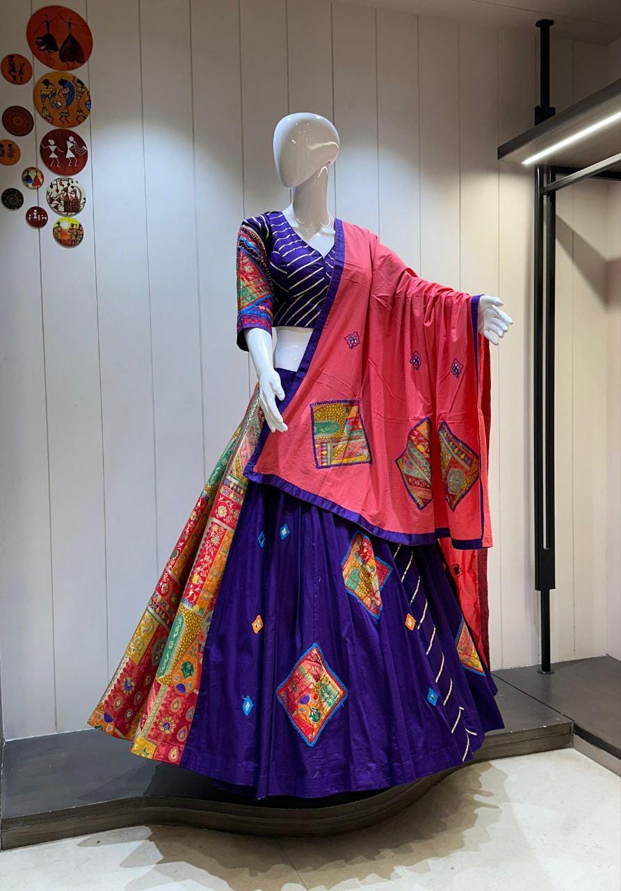 Fancy Banaras Viving Fabric Patch Work Choli For Navratri Patola Lehenga Festival Outfit Gamthi Work Garba Night