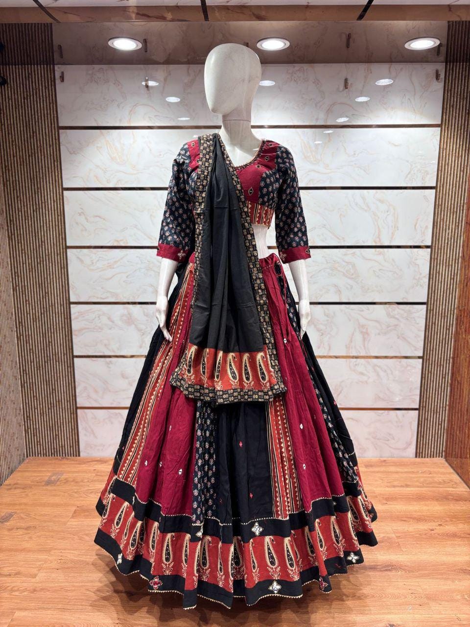 Kutchhi Box Work With Aari Work  With Patching Work Dupatta With Designer Blouse