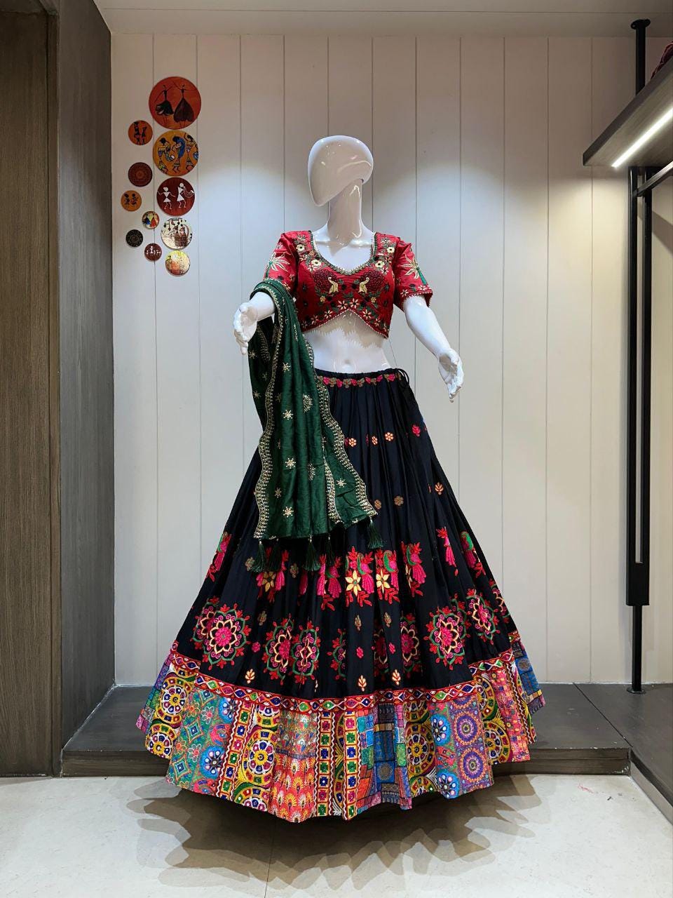 Double Mor With Pure Jam Sharti Cotton Chaniya Choli With Gajji Silk