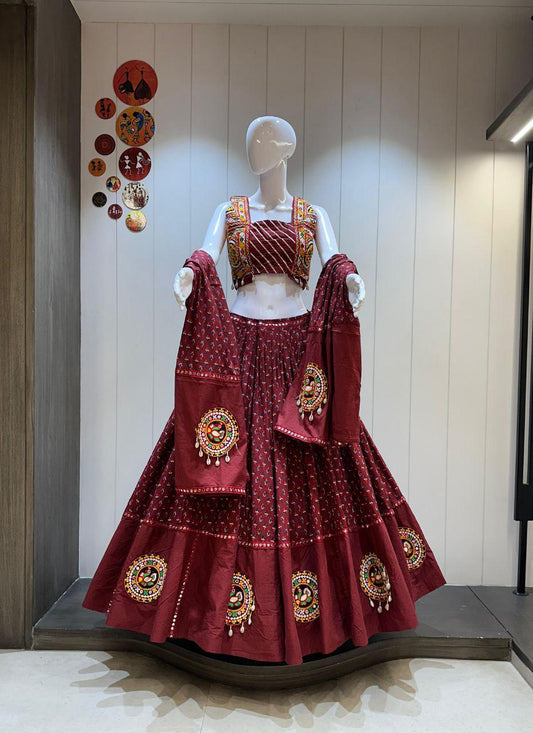 Designer Chaniya Choli for Navratri Patola Lehenga Festival outfit Gamthi Work Garba Night