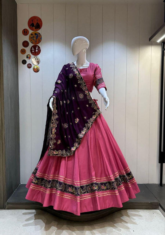 Designer Chaniya Choli for Navratri Patola Lehenga Festival outfit Gamthi Work Garba Night