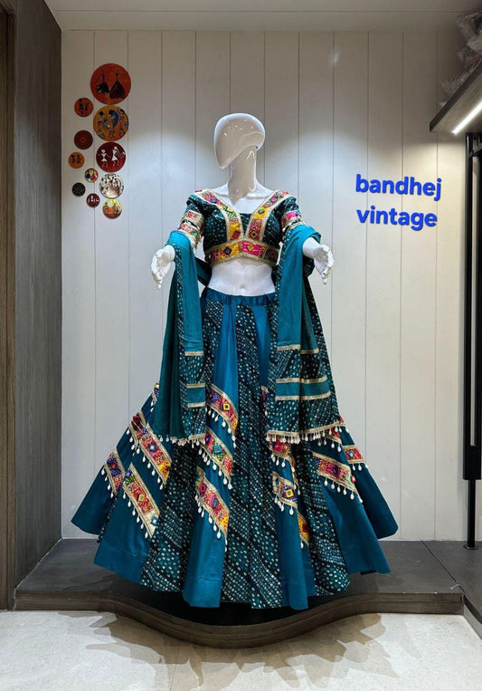 Designer Chaniya Choli for Navratri Patola Lehenga Festival outfit Gamthi Work Garba Night