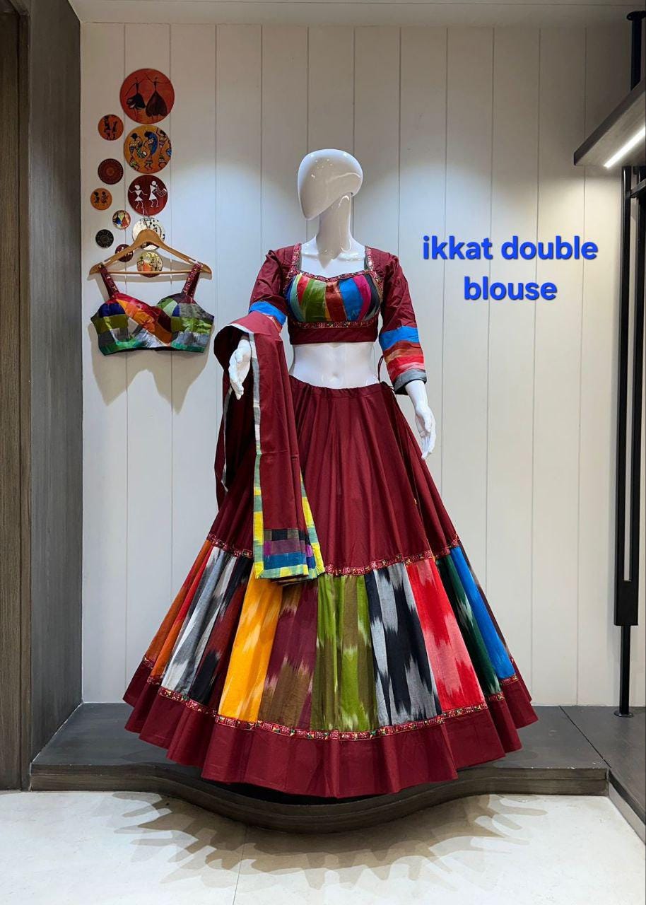 Designer Chaniya Choli for Navratri Patola Lehenga Festival outfit Gamthi Work Garba Night