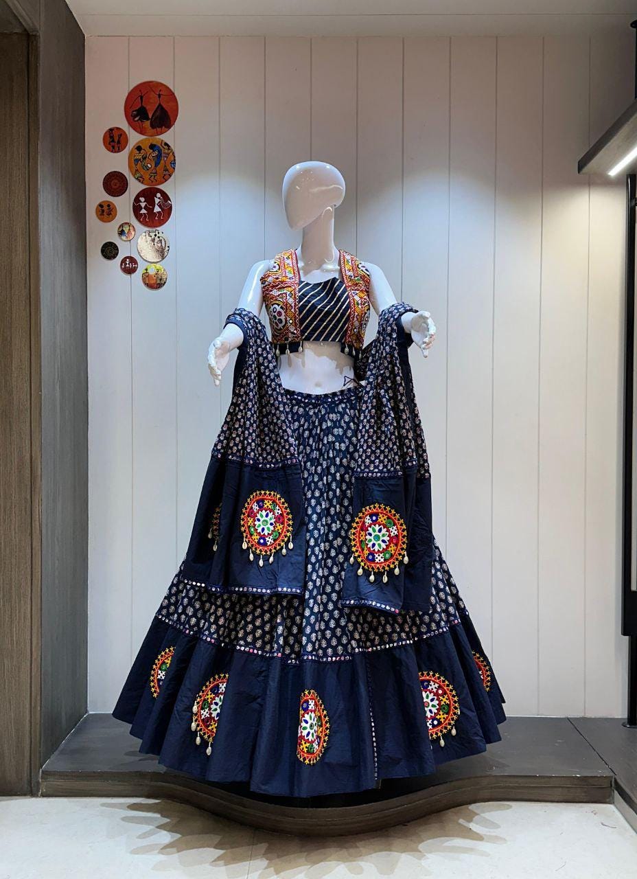 Designer Chaniya Choli for Navratri Patola Lehenga Festival outfit Gamthi Work Garba Night