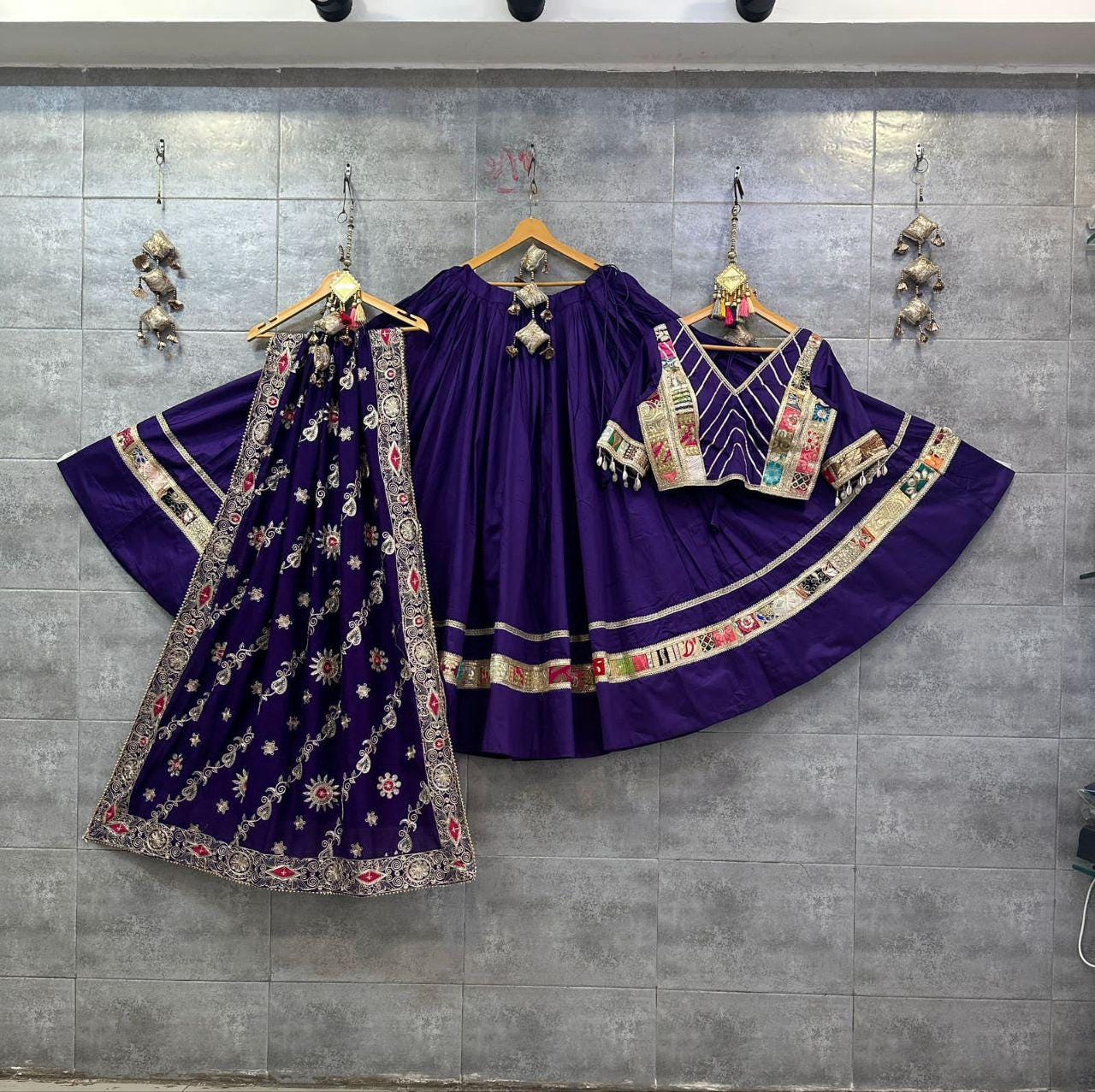 Designer Chaniya Choli for Navratri Patola Lehenga Festival outfit Gamthi Work Garba Night