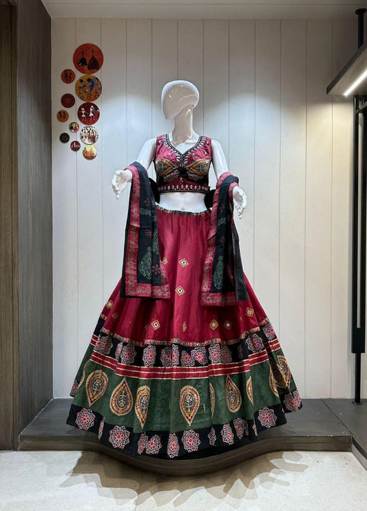 Designer Chaniya Choli for Navratri Patola Lehenga Festival outfit Gamthi Work Garba Night