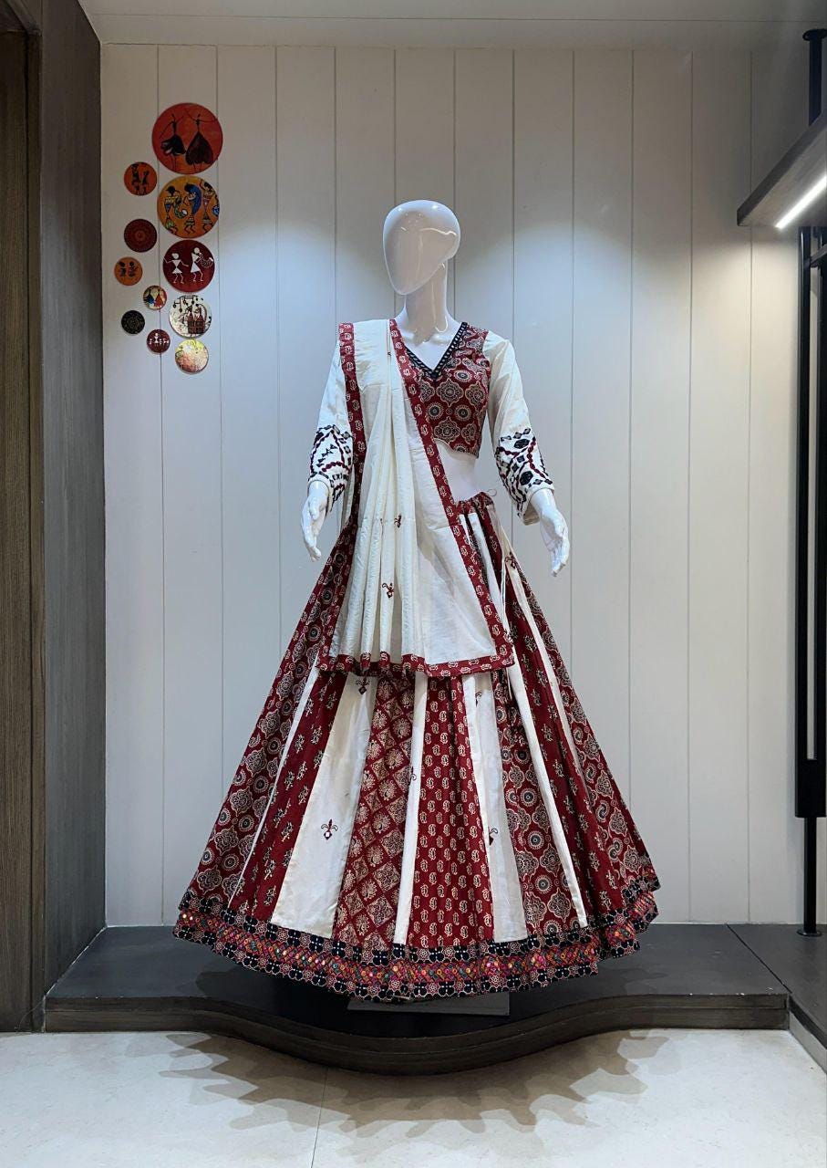 Designer Chaniya Choli for Navratri Patola Lehenga Festival outfit Gamthi Work Garba Night