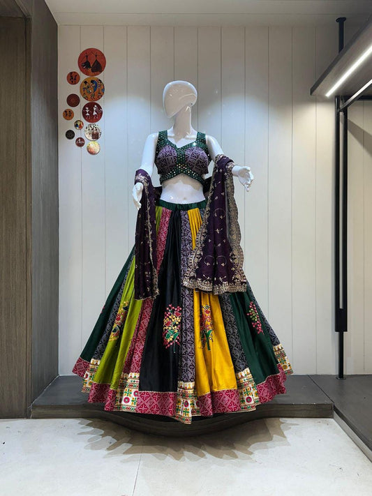 Designer Chaniya Choli for Navratri Patola Lehenga Festival outfit Gamthi Work Garba Night