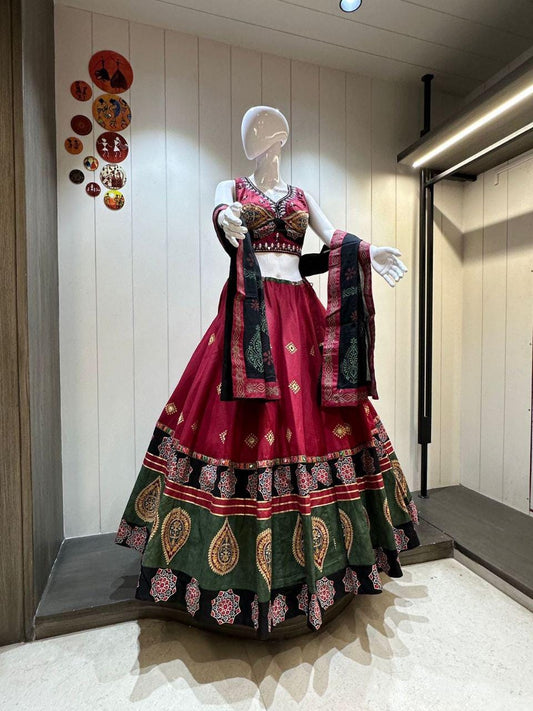 Designer Chaniya Choli for Navratri Patola Lehenga Festival outfit Gamthi Work Garba Night