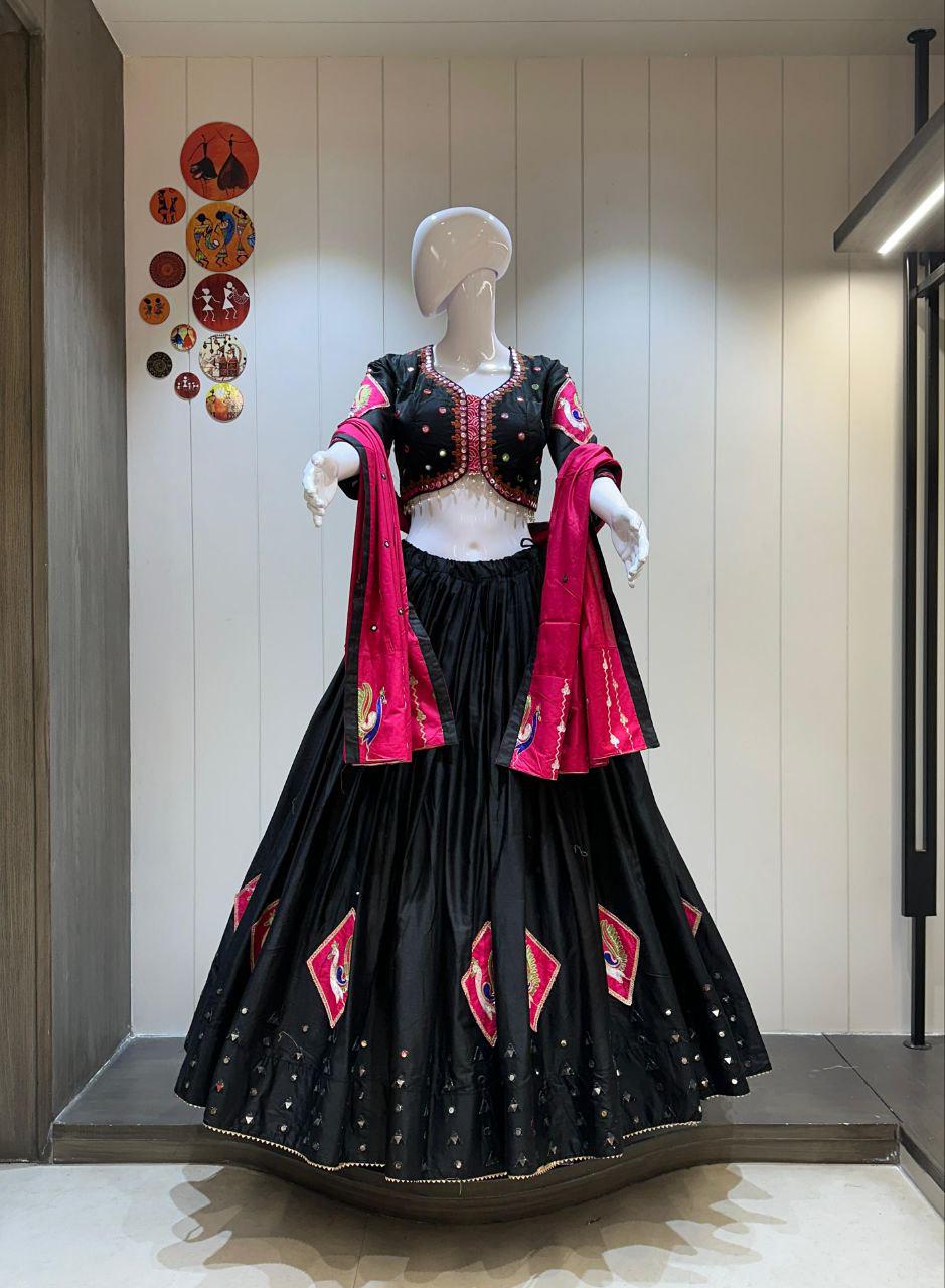 Pure Camric Cotton Choli For Navratri Patola Lehenga Festival Outfit Gamthi Work Garba Night