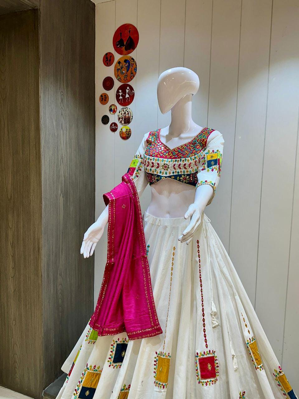 Designer Chaniya Choli for Navratri Patola Lehenga Festival outfit Gamthi Work Garba Night