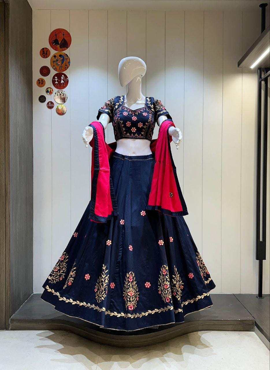 Pure Jaam Cotton Choli For Navratri Patola Lehenga Festival Outfit Gamthi Work Garba Night