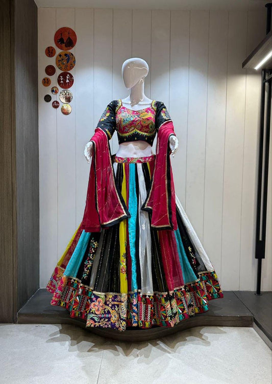 Designer Chaniya Choli for Navratri Patola Lehenga Festival outfit Gamthi Work Garba Night