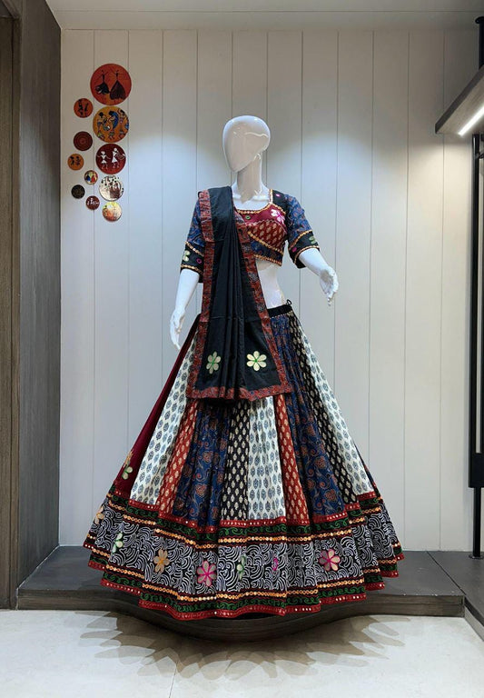 Designer Chaniya Choli for Navratri Patola Lehenga Festival outfit Gamthi Work Garba Night