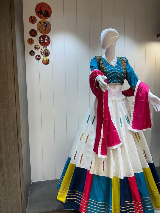 Designer Chaniya Choli for Navratri Patola Lehenga Festival outfit Gamthi Work Garba Night