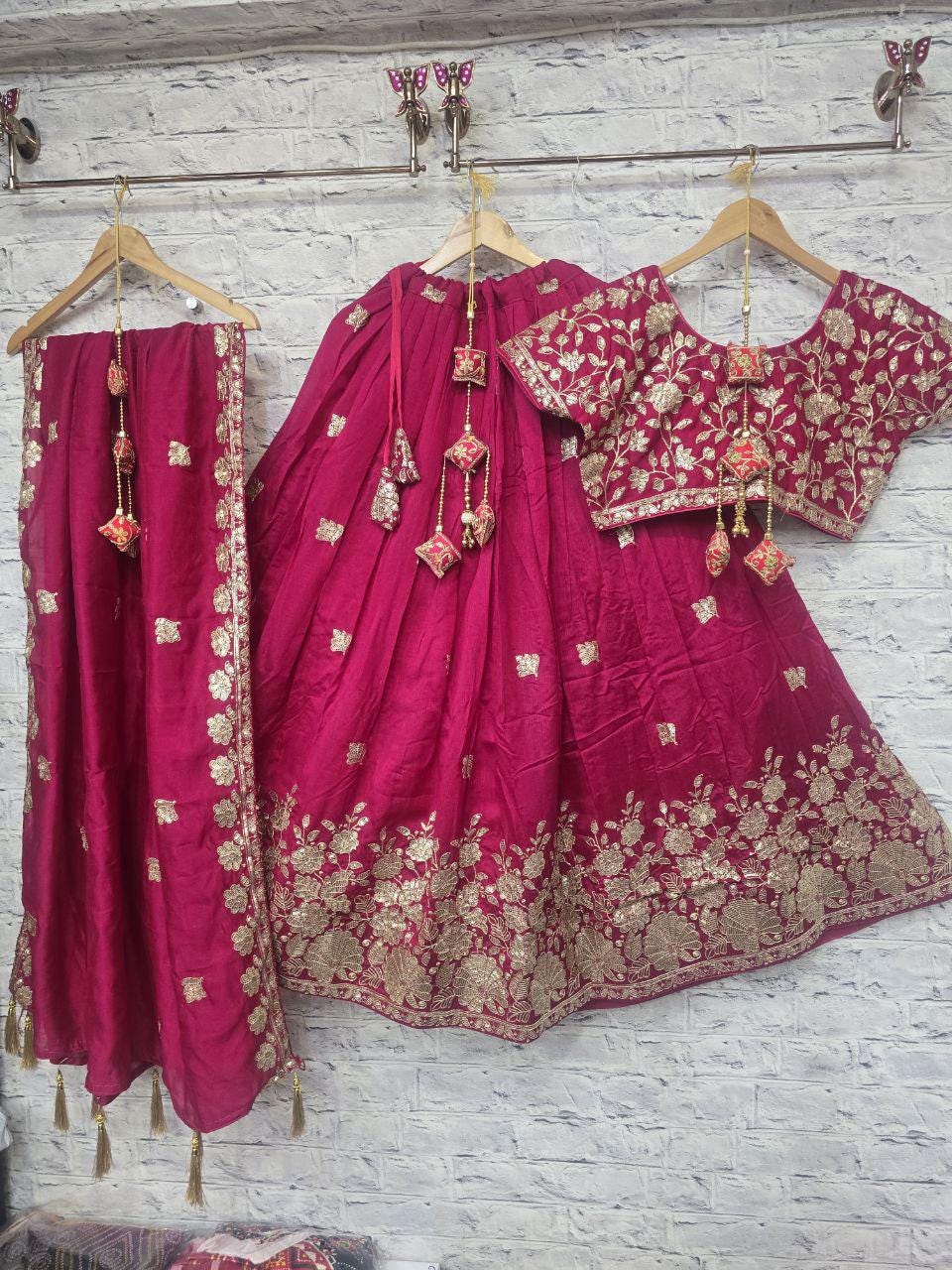 Pure Vichitra Simmer With Sequence And Jari Embroidery Work Chaniya Choli