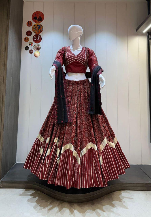 Designer Chaniya Choli for Navratri Patola Lehenga Festival outfit Gamthi Work Garba Night