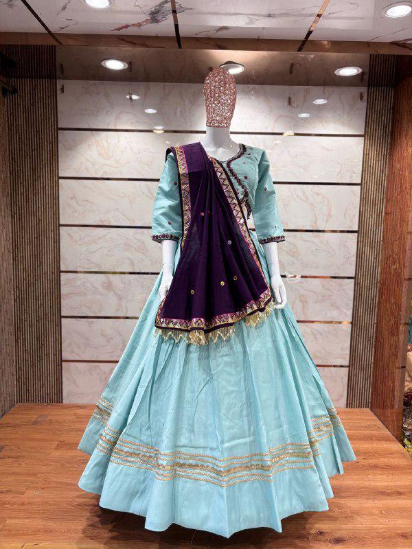 Designer Full Sleeve Heavy Real Mirror Work Base Chaniya Choli With Heavy Latkan Base