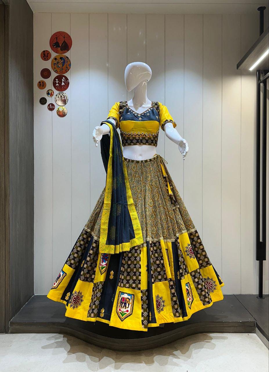 Pure Camric Cotton Fabric Choli For Navratri Patola Lehenga Festival Outfit Gamthi Work Garba Night