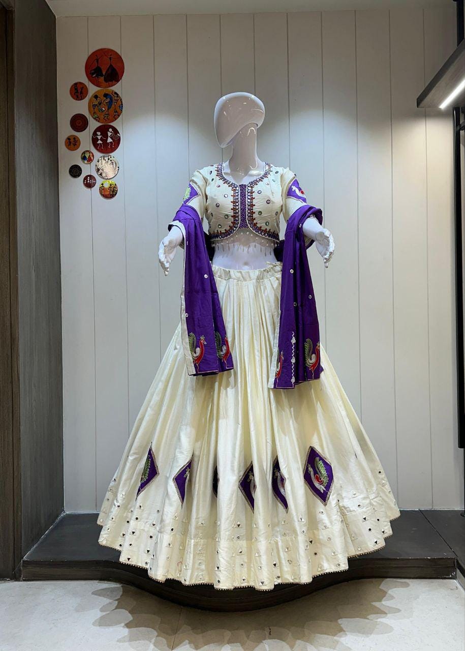 Pure Camric Cotton Choli For Navratri Patola Lehenga Festival Outfit Gamthi Work Garba Night
