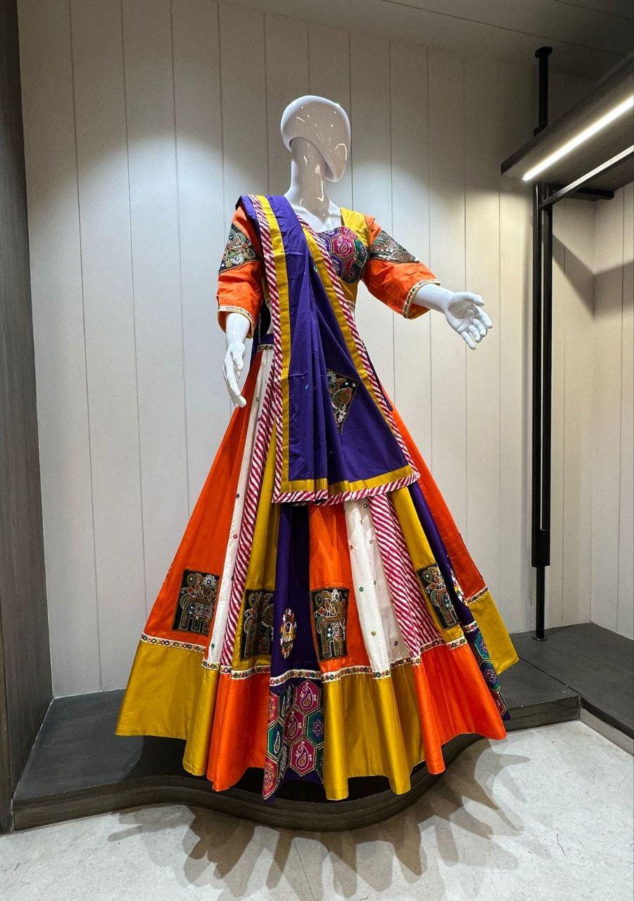 Designer Chaniya Choli for Navratri Patola Lehenga Festival outfit Gamthi Work Garba Night