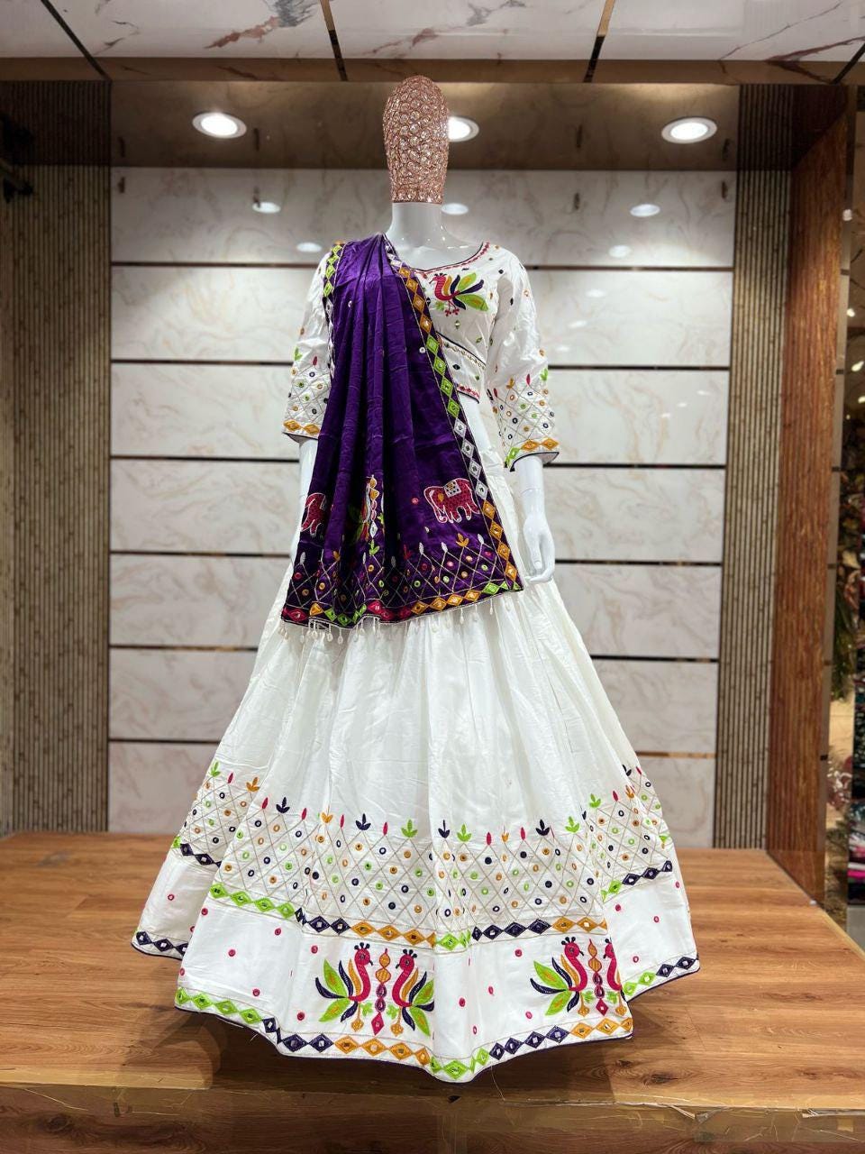 Double Mor With Pure Jam Sharti Cotton  With Patching Work Dupatta With Designer Blouse