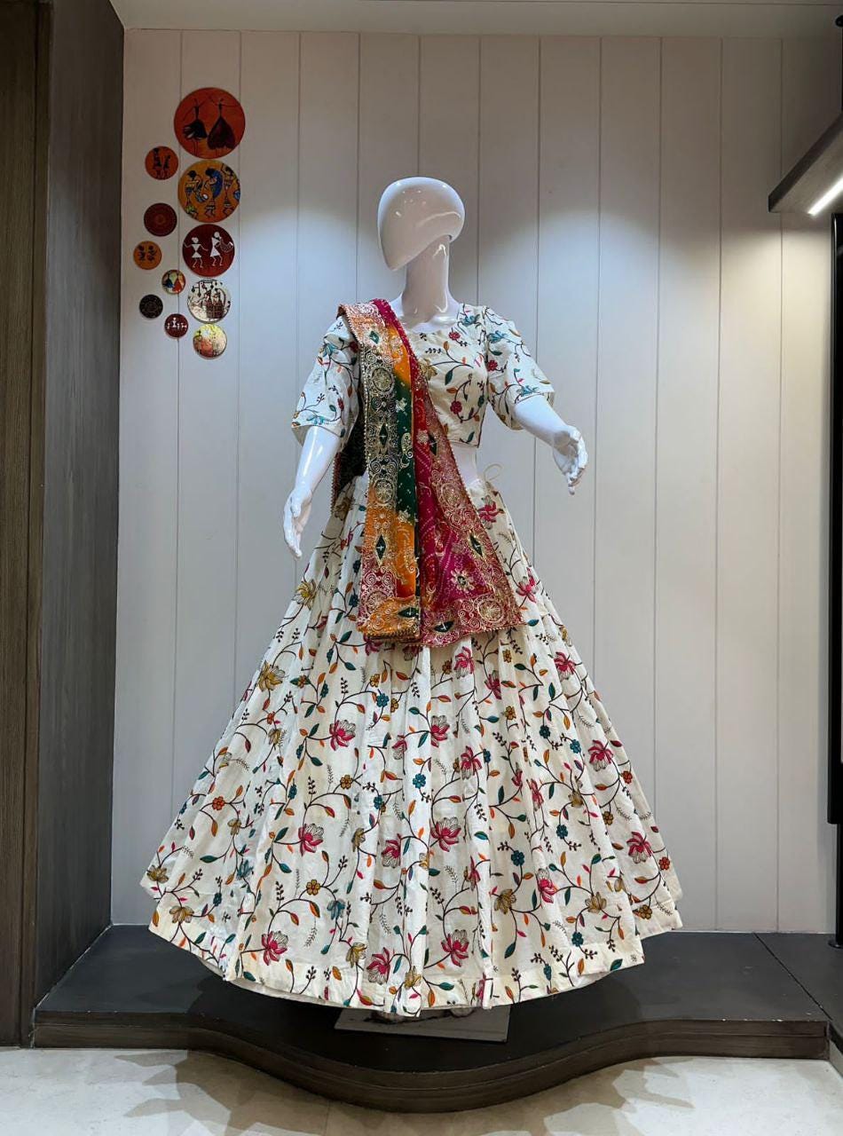 Pure Tissue Silk Handwork Butti Choli For Navratri Patola Lehenga Festival Outfit Gamthi Work Garba Night