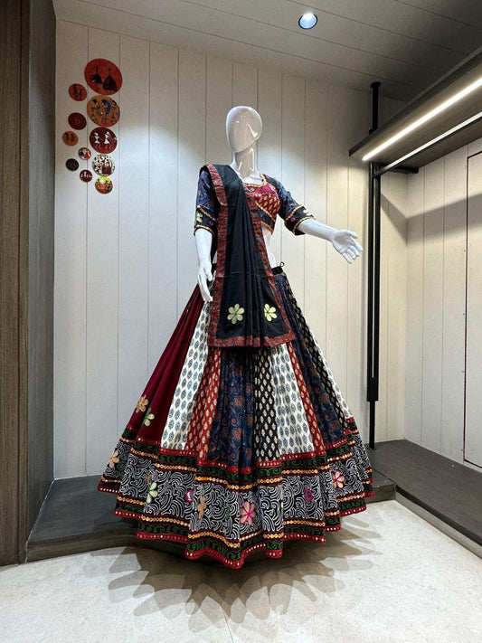 Designer Chaniya Choli for Navratri Patola Lehenga Festival outfit Gamthi Work Garba Night
