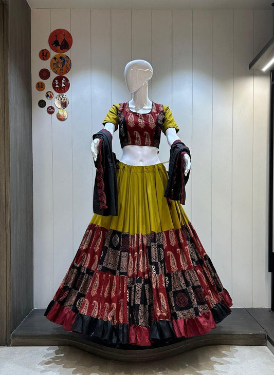 Designer Chaniya Choli for Navratri Patola Lehenga Festival outfit Gamthi Work Garba Night