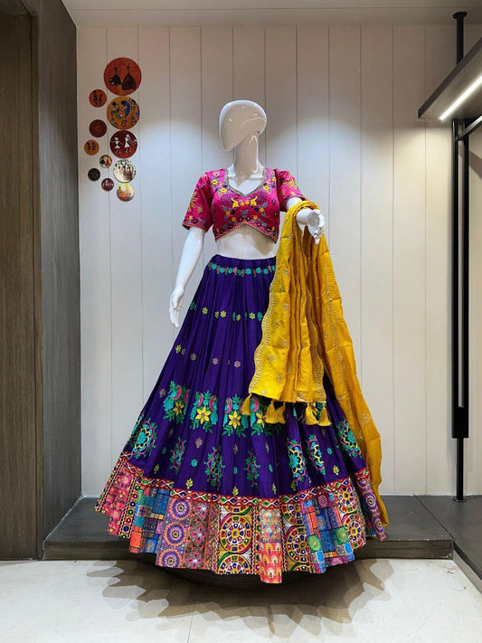 Double Mor With Pure Jam Sharti Cotton Chaniya Choli With Gajji Silk