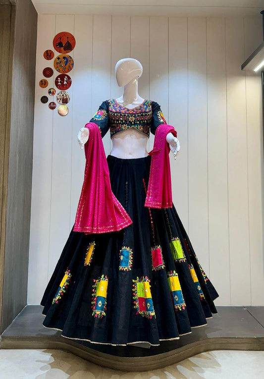 Designer Chaniya Choli for Navratri Patola Lehenga Festival outfit Gamthi Work Garba Night