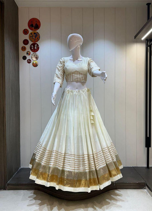 Pure khadi cotton Aari work chaniya choli Lehenga Festival outfit