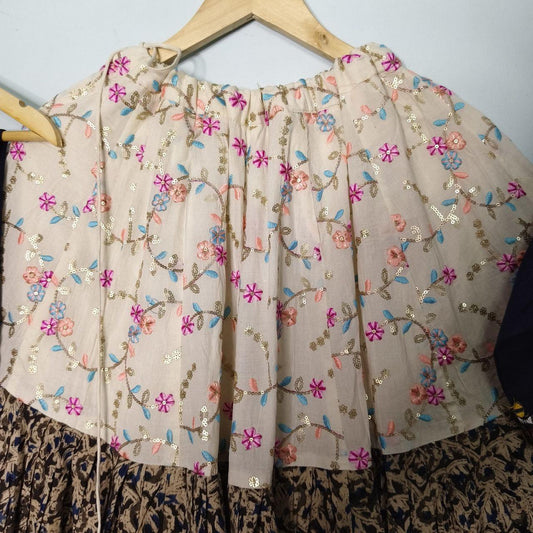 Pure Jaam Cotton Base Skirt With Kampi Border And Multi Work Combination Chaniya Choli