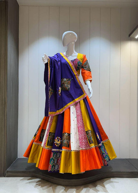 Designer Chaniya Choli for Navratri Patola Lehenga Festival outfit Gamthi Work Garba Night