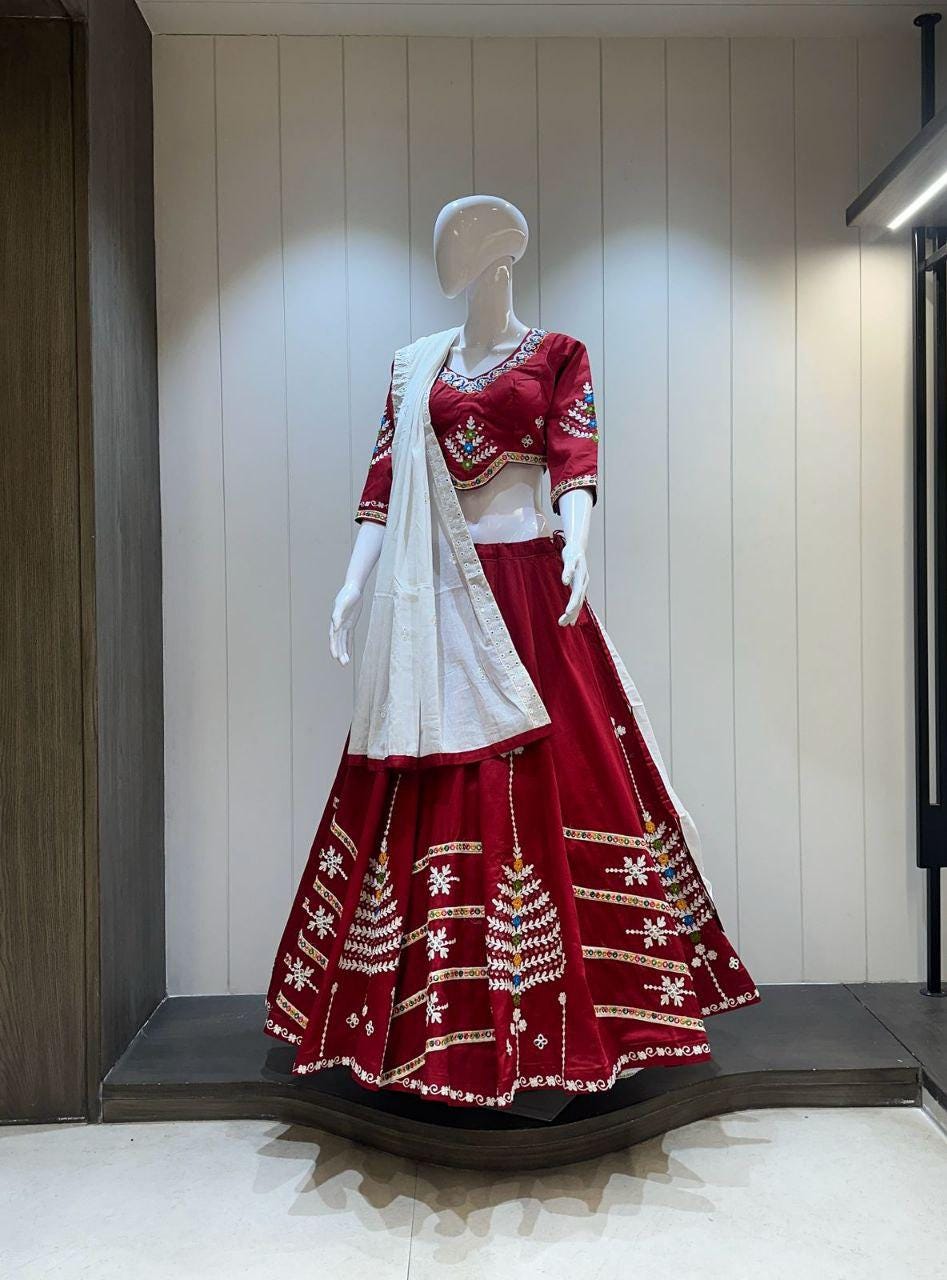 Designer Chaniya Choli for Navratri Patola Lehenga Festival outfit Gamthi Work Garba Night