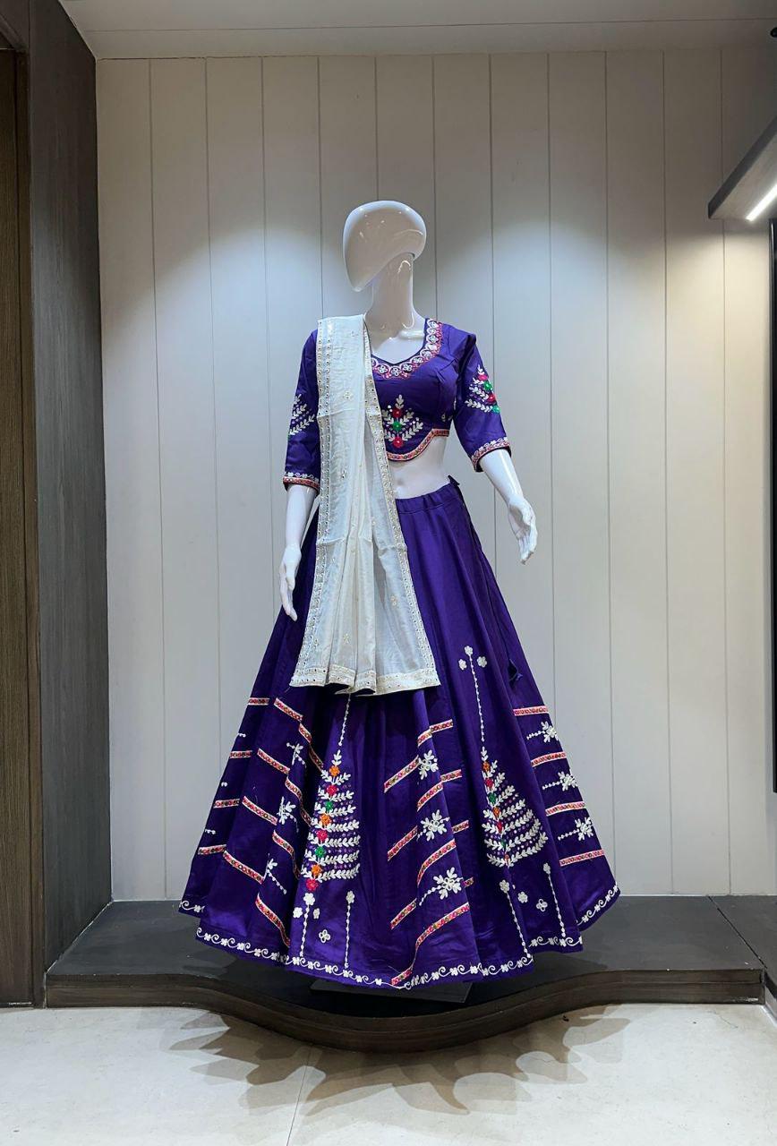 Designer Chaniya Choli for Navratri Patola Lehenga Festival outfit Gamthi Work Garba Night