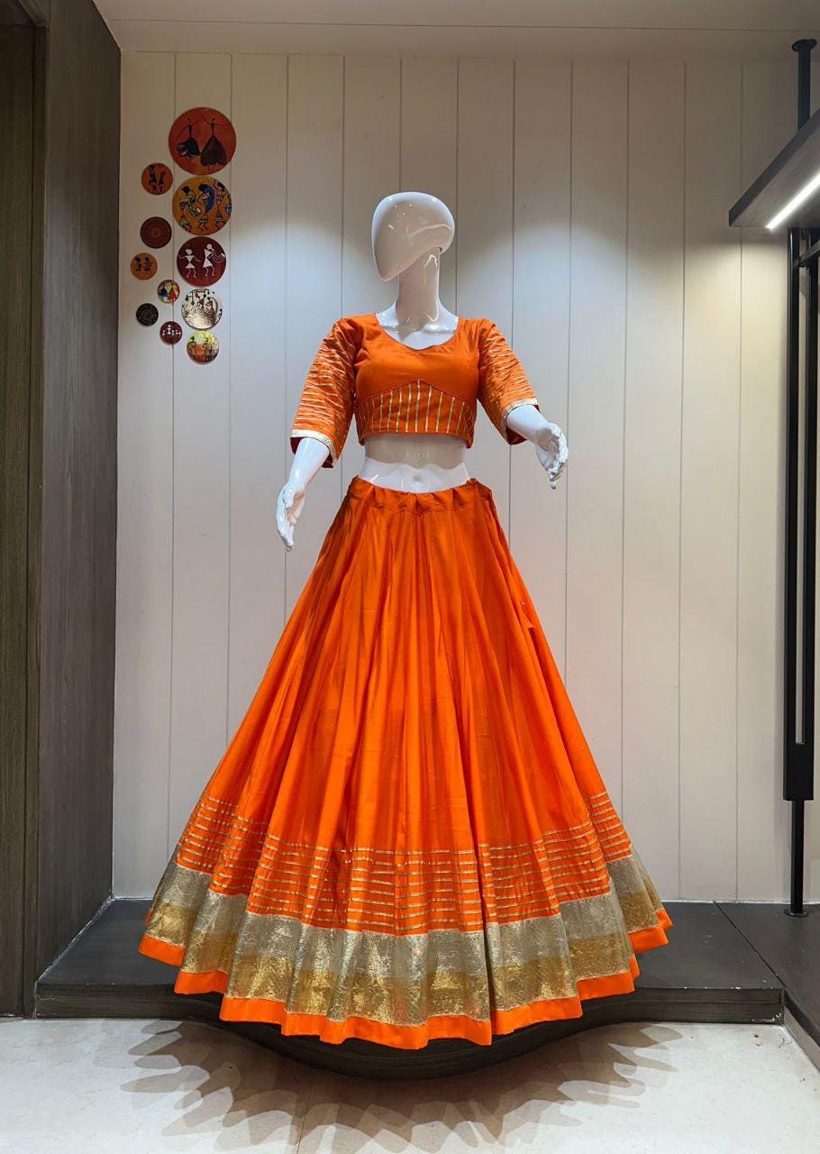 Pure khadi cotton Aari work chaniya choli Lehenga Festival outfit