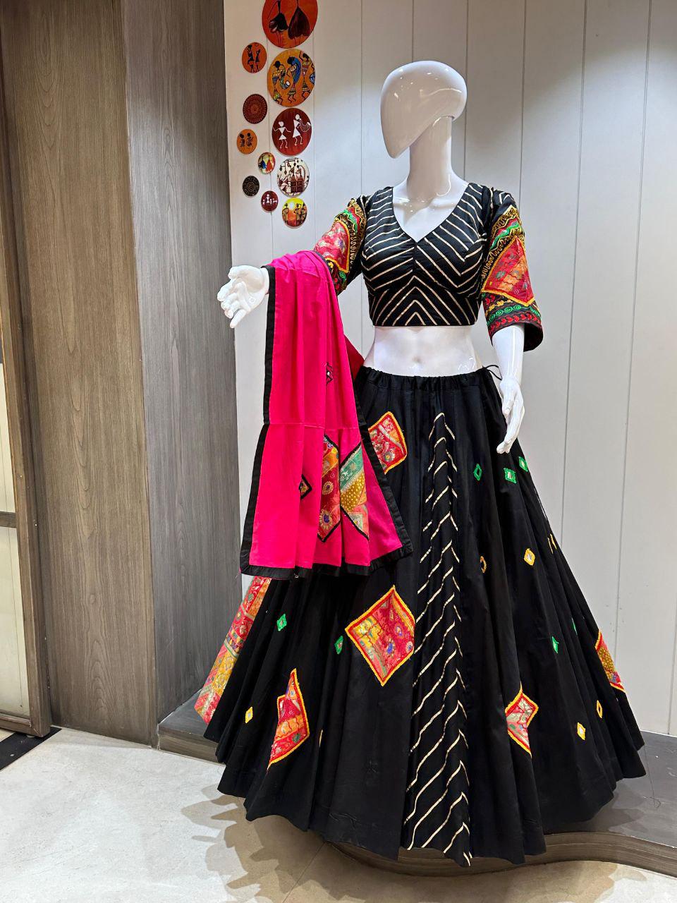 Fancy Banaras Viving Fabric Patch Work Choli For Navratri Patola Lehenga Festival Outfit Gamthi Work Garba Night