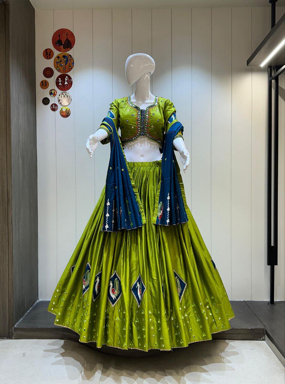 Pure Camric Cotton Choli For Navratri Patola Lehenga Festival Outfit Gamthi Work Garba Night