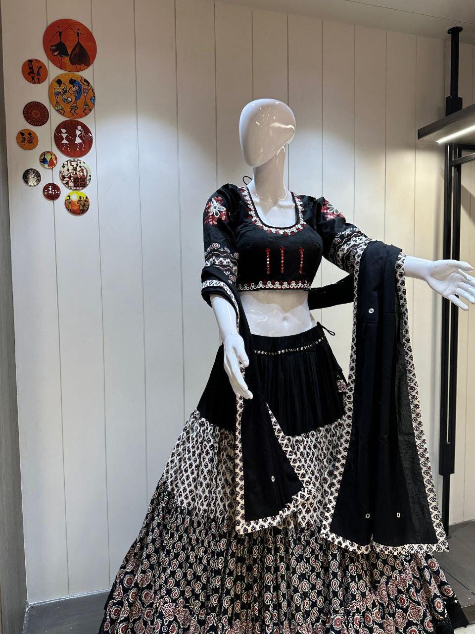 Heavy Jaam Cotton Fabric And Camric Cotton Fabric Black Designer Chaniya Choli