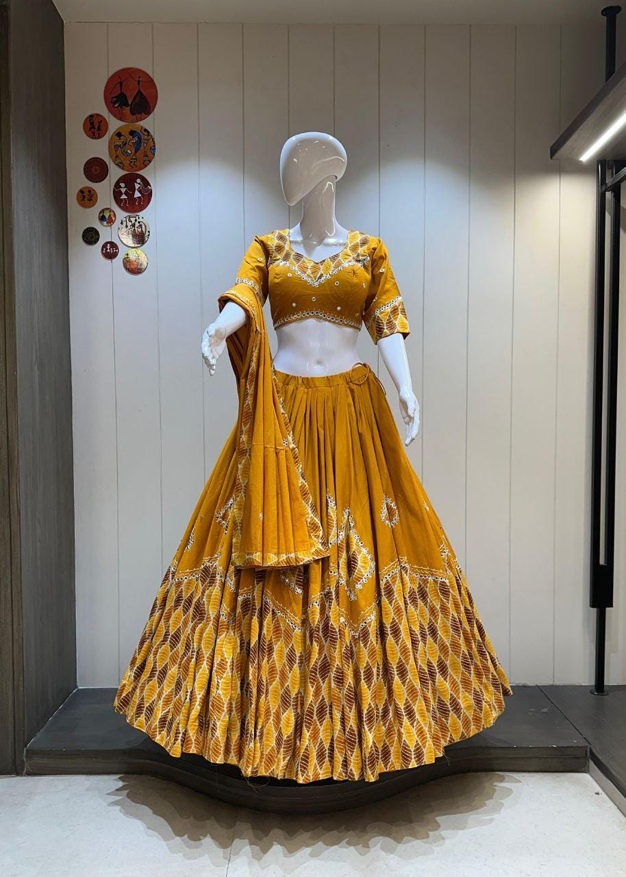 Pure Khadi Cotton Fabric Choli For Navratri Patola Lehenga Festival Outfit Gamthi Work Garba Night