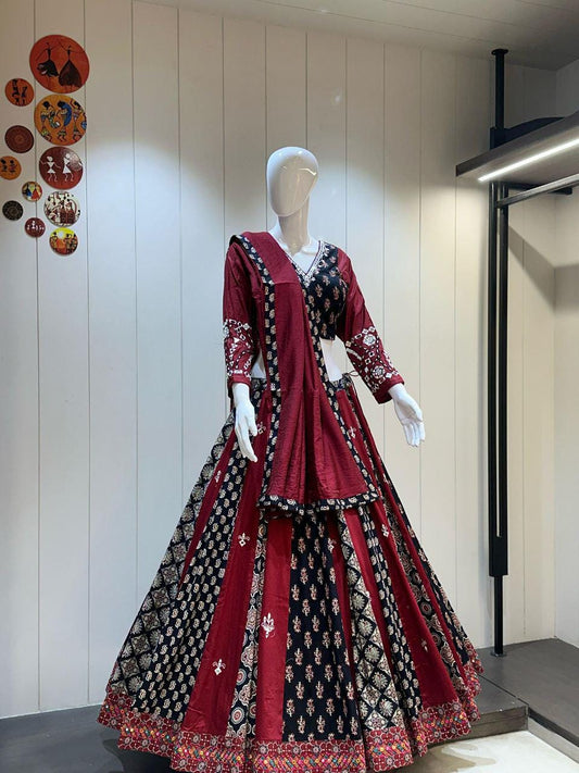 Designer Chaniya Choli for Navratri Patola Lehenga Festival outfit Gamthi Work Garba Night