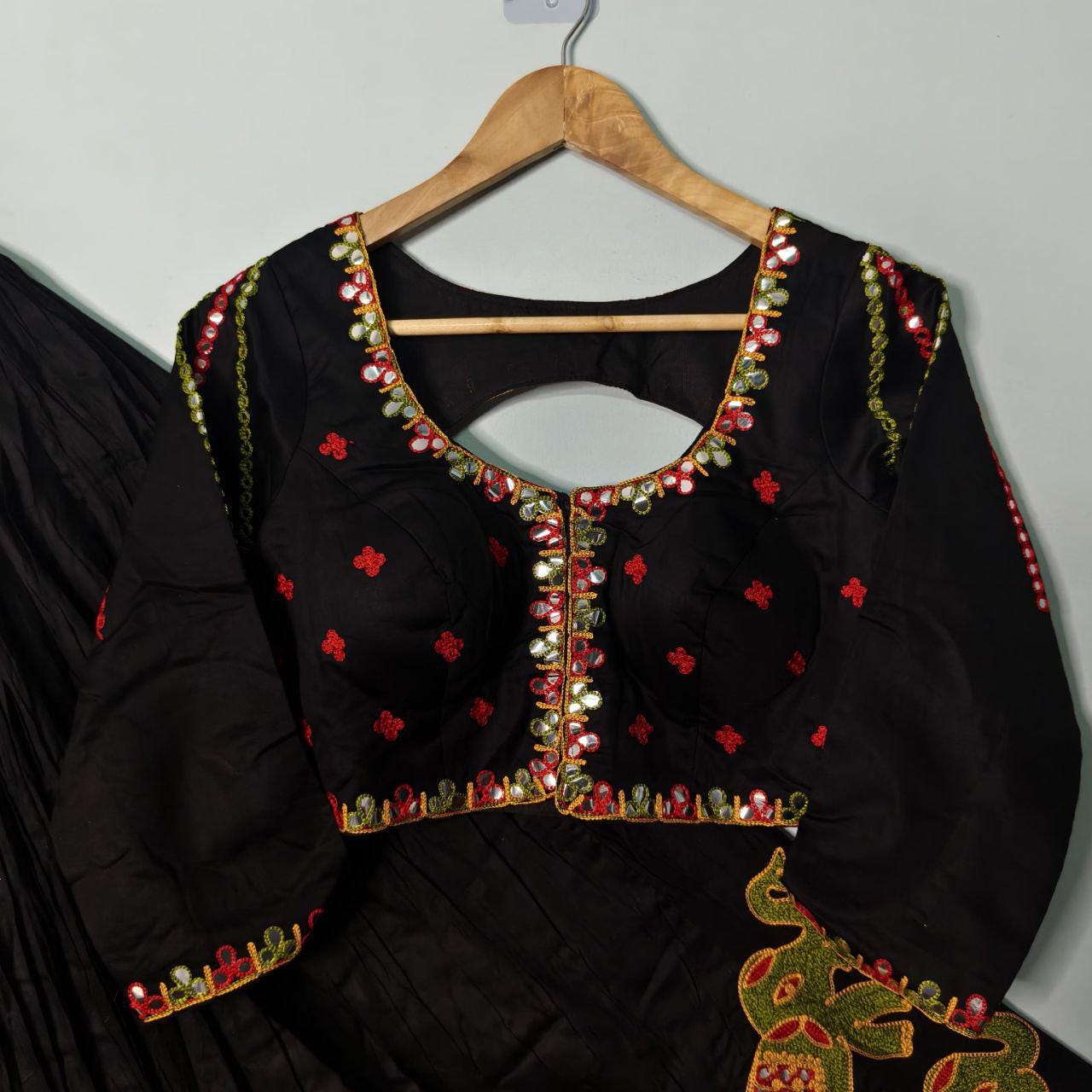 Khadi Cotton Kalo Pattern Chaniya Choli With Original Mirror Work