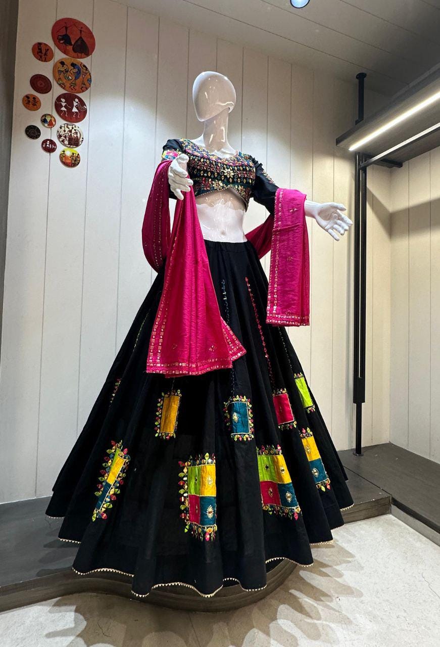 Designer Chaniya Choli for Navratri Patola Lehenga Festival outfit Gamthi Work Garba Night