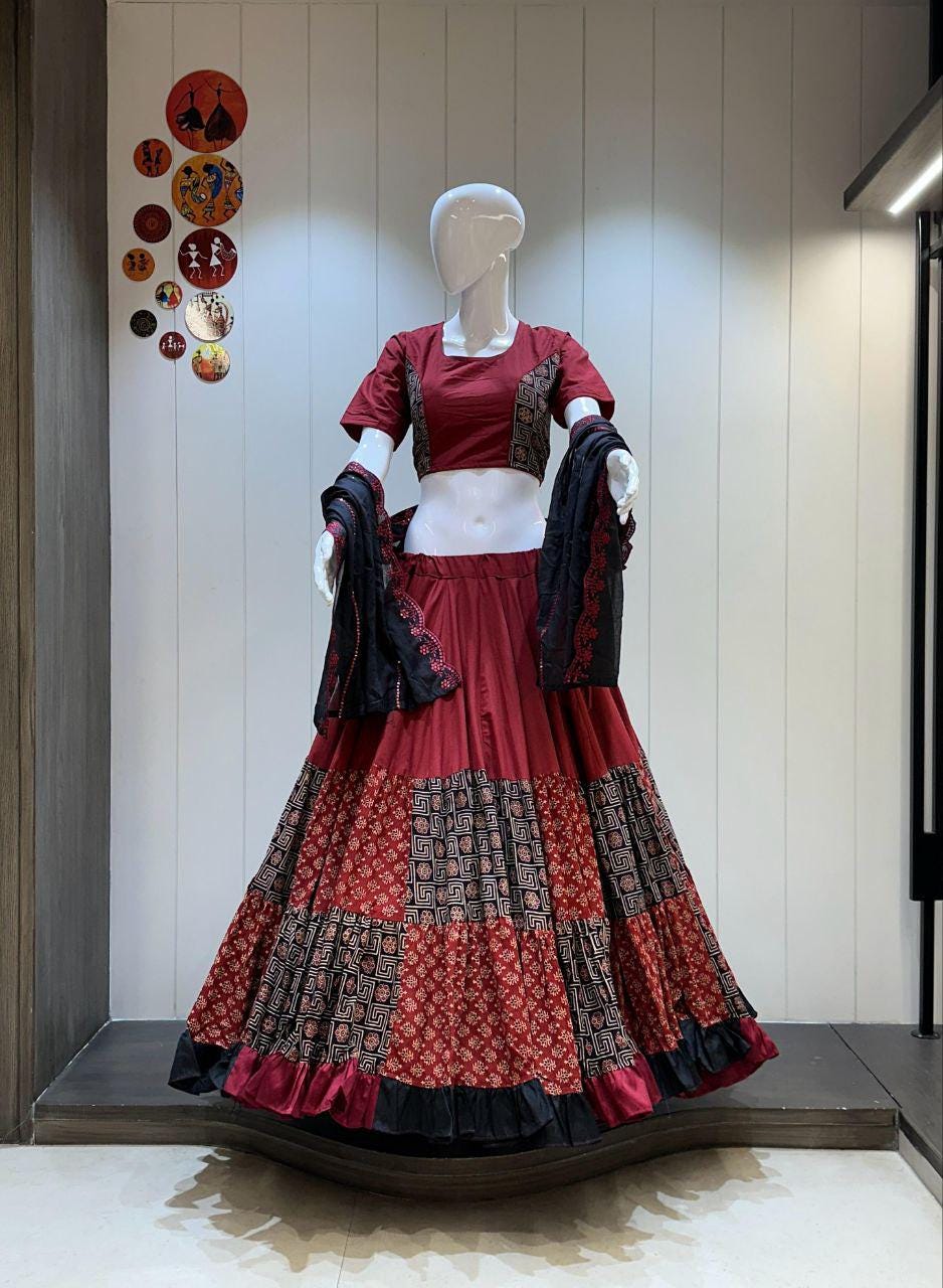 Designer Chaniya Choli for Navratri Patola Lehenga Festival outfit Gamthi Work Garba Night