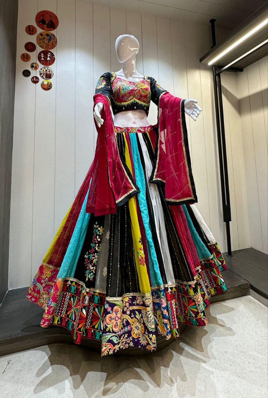 Designer Chaniya Choli for Navratri Patola Lehenga Festival outfit Gamthi Work Garba Night