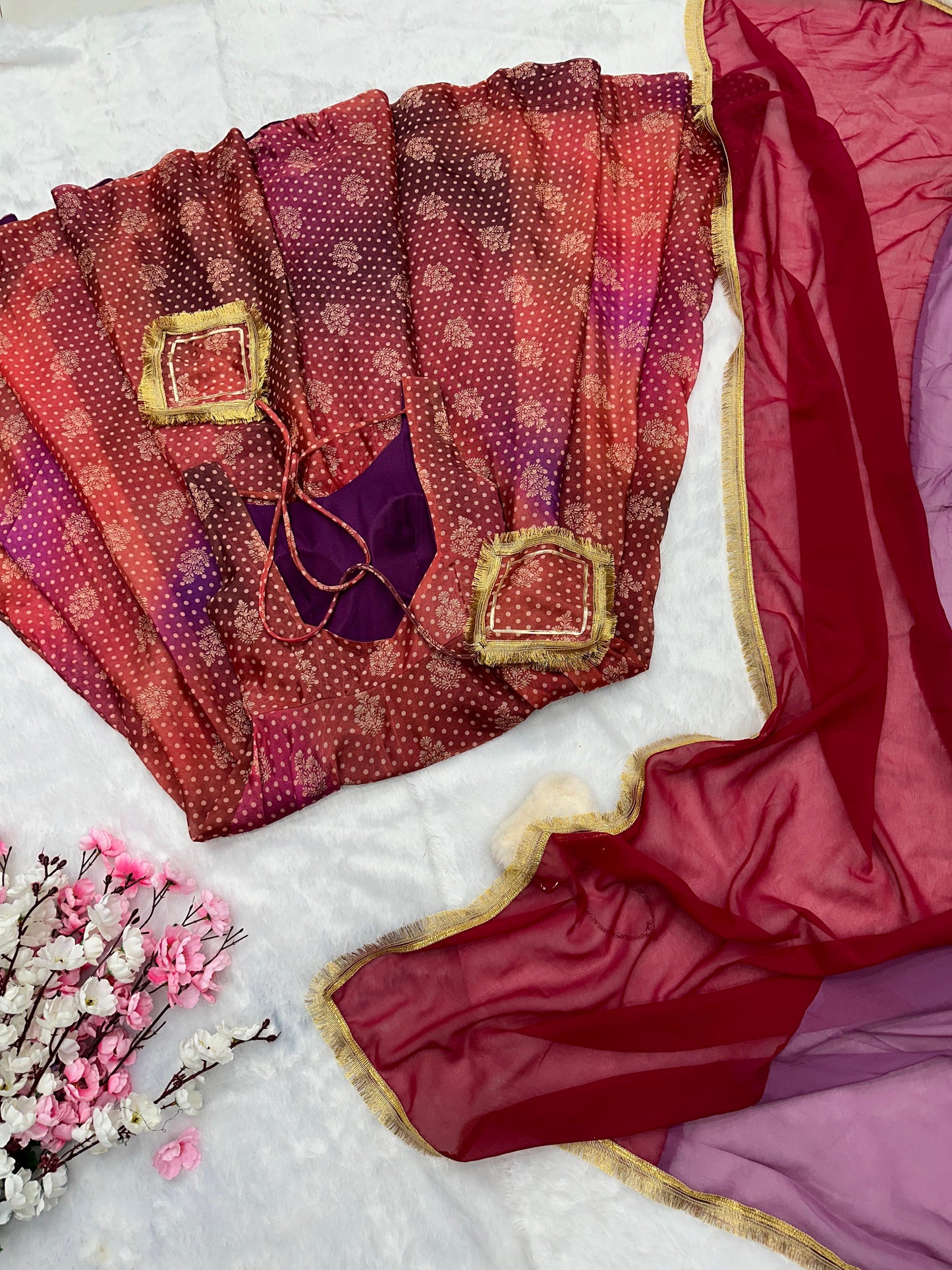 Pure Jimmy Organza Silk Digital Printed Padded Gown With 54+ Gown Length 8 Mtr Flair Outfit